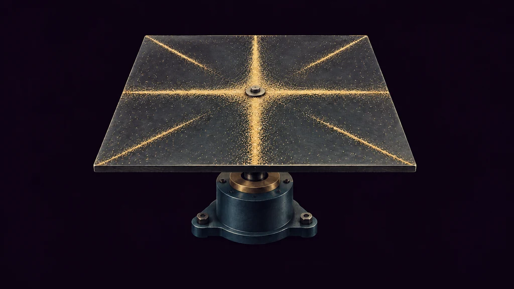 Illustrated square vibrating plate with a simulated sand pattern.
