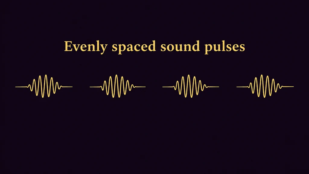 Illustrated sound pulses with equally spaced silent gaps.