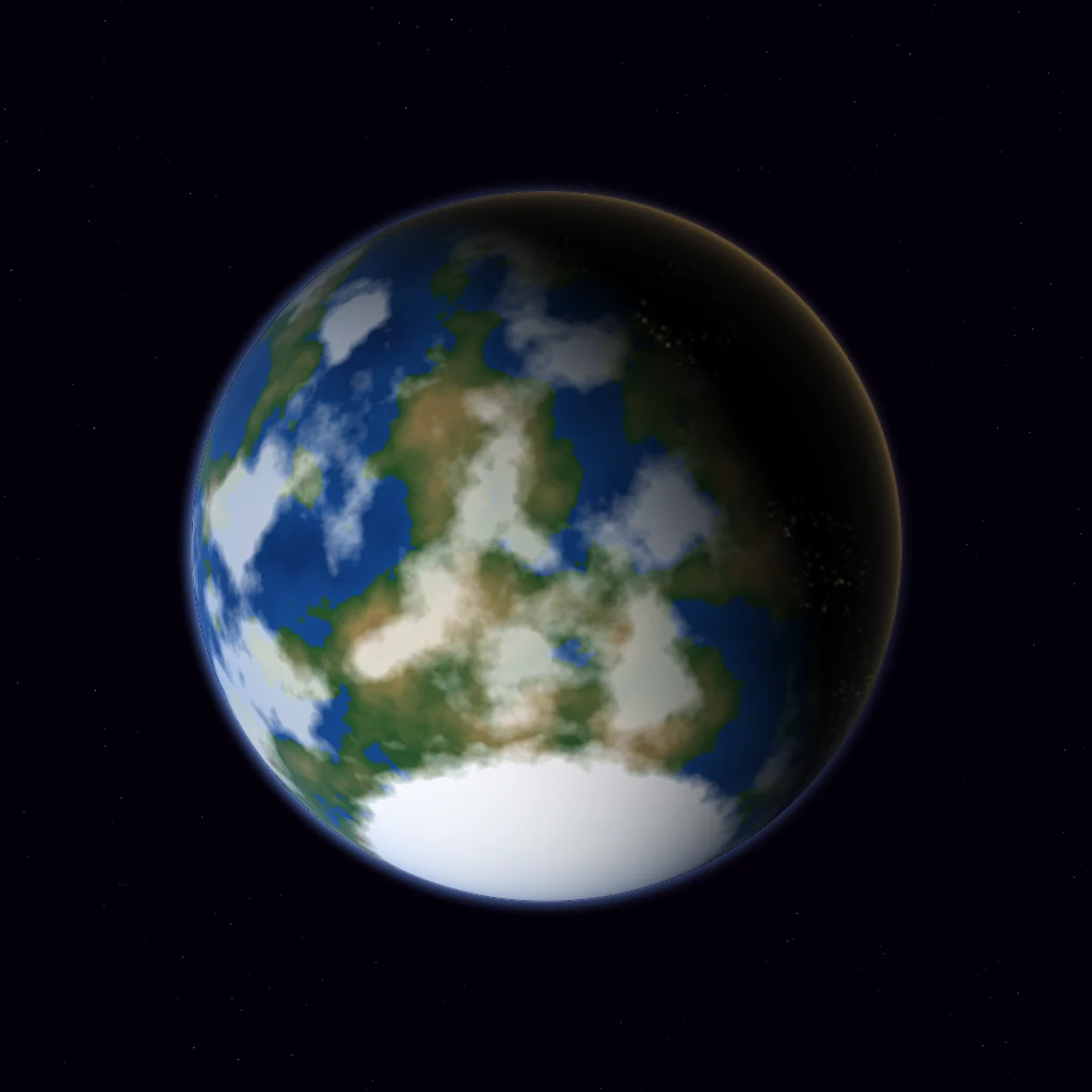 Full Earth sphere rendered in deep space.