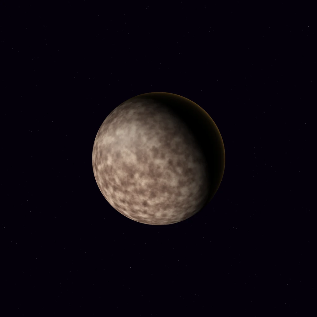 Full Pluto sphere rendered in deep space for the 140.25 Hz listening artwork.