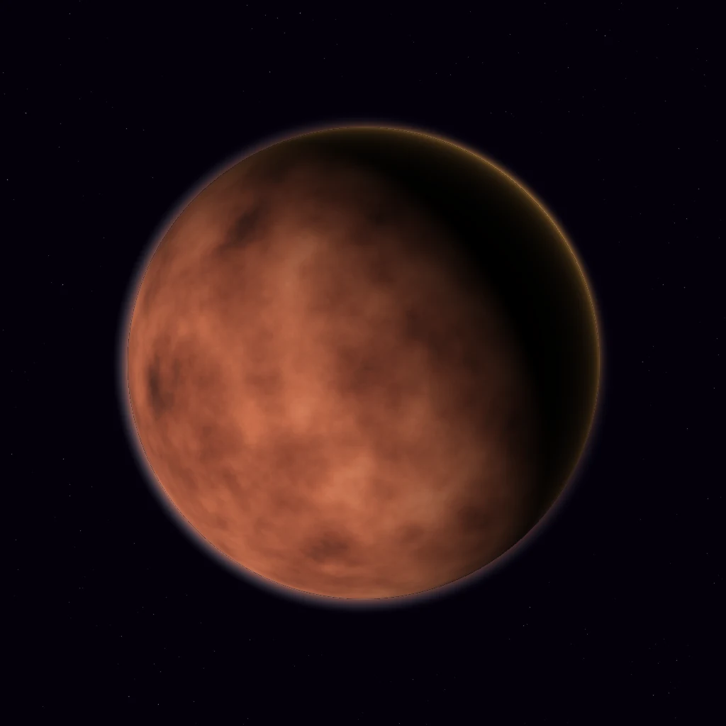 Full Mars sphere rendered in deep space for the 144.72 Hz listening artwork.