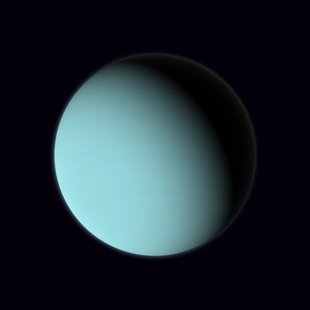 Full Uranus sphere rendered in deep space for the 207.36 Hz listening artwork.