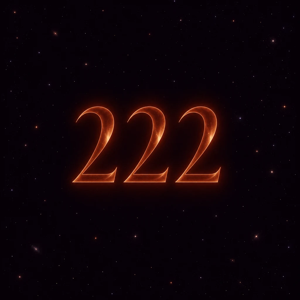 Luminous 222 numerals in deep space.