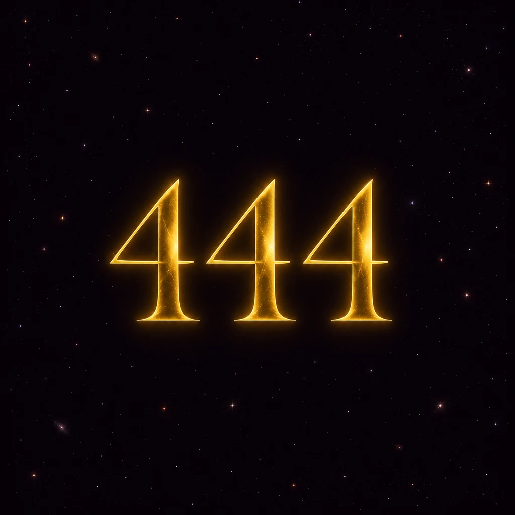 Luminous 444 numerals in deep space.