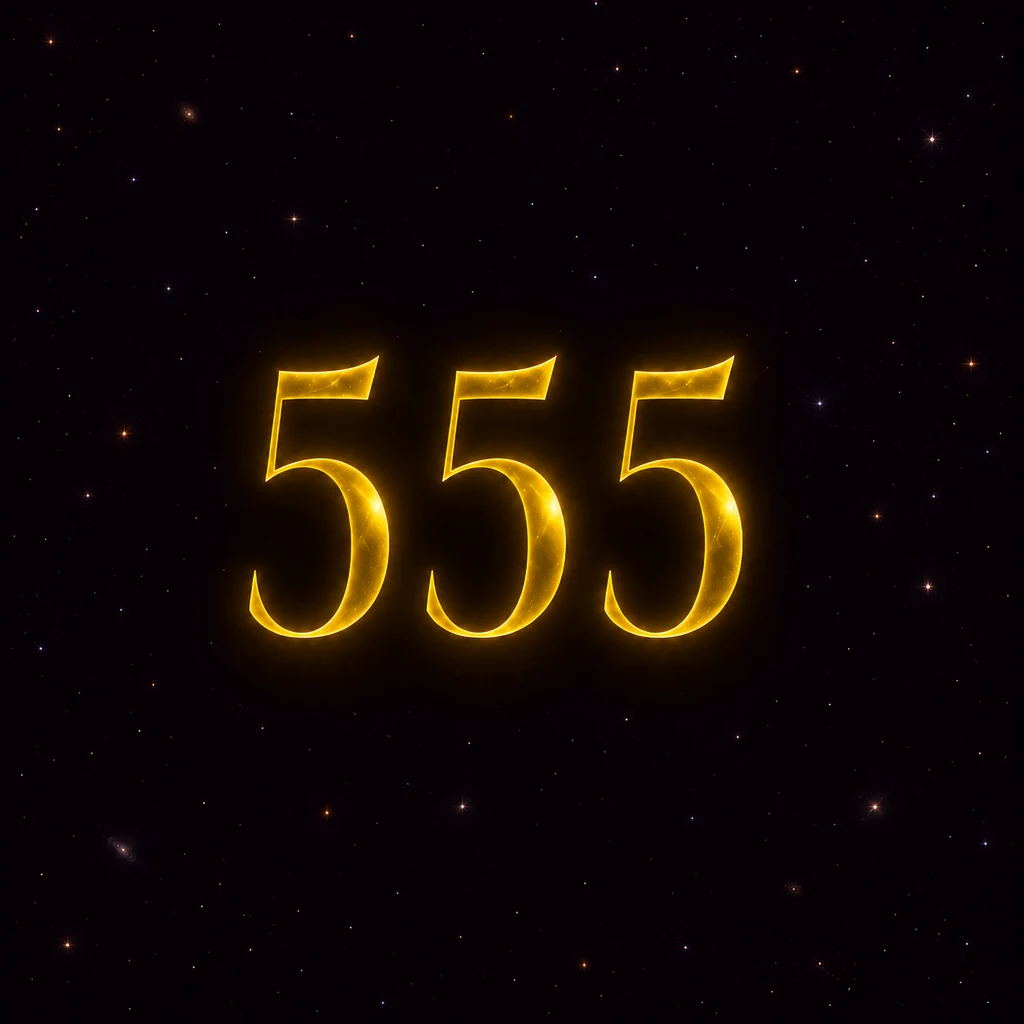 Luminous 555 numerals in deep space.