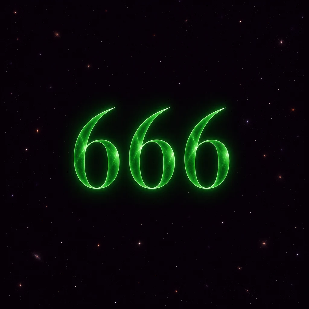 Luminous 666 numerals in deep space.