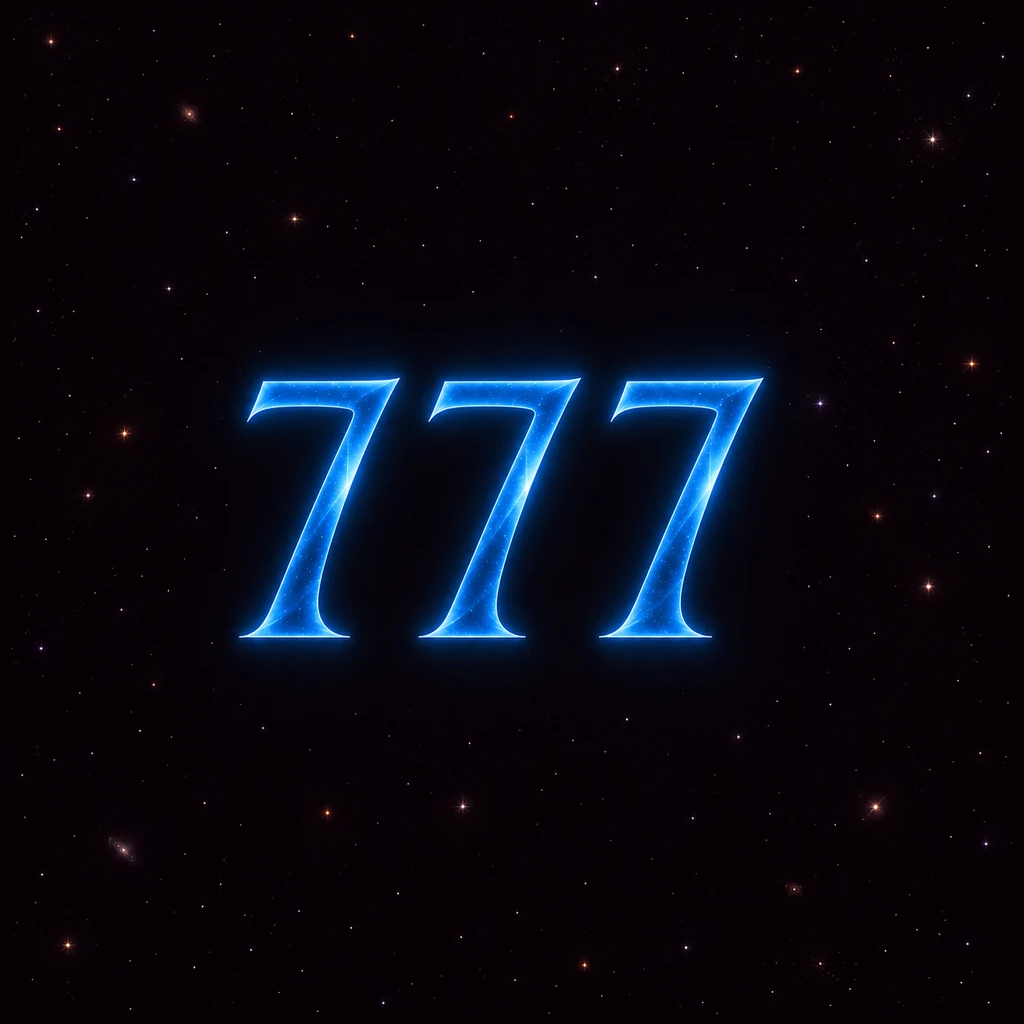 Luminous 777 numerals in deep space.