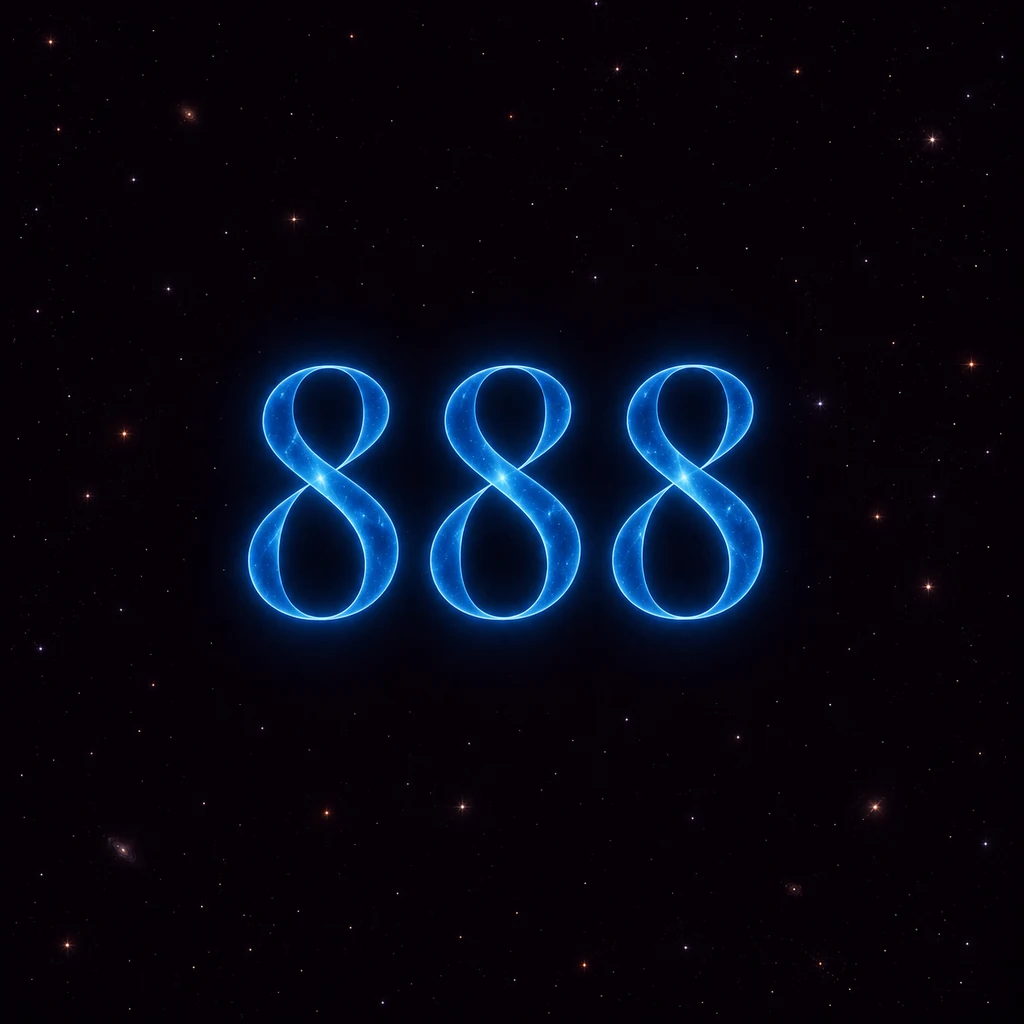 Luminous 888 numerals in deep space.