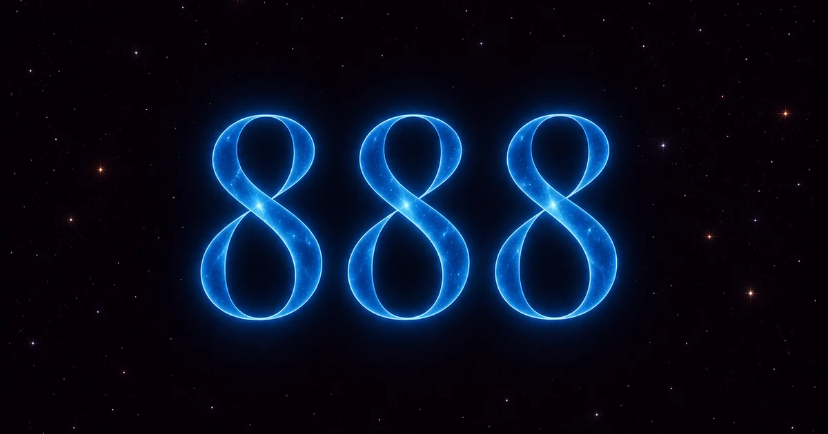 The numerals 888 drawn in deep blue light against a field of stars